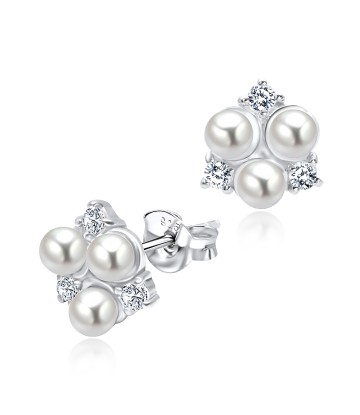 Pearl Silver Stud Earring With CZ STS-3238